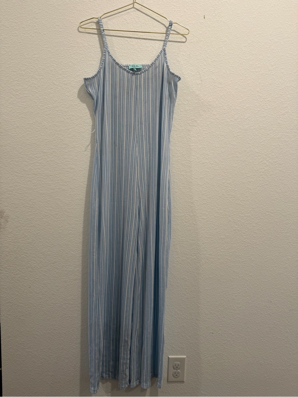 Aruba Blue striped white blue jumpsuit swim beach coverup